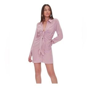 Forever 21 Mauve Pink Mini Ruched Dress with Tie